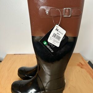 Oakiwear  Women's Black and Brown Winter Rain Boots